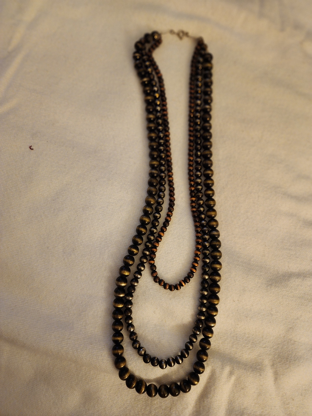 Vintage Multi-Strand Black and Bronze Beaded Women's Necklace